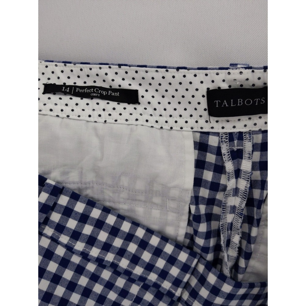 Talbots Perfect Crop Pant Women‎ 14 Blue Gingham Curvy Fit Trousers - Picture 6 of 8